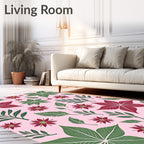 Crimson Poinsettia Foliage Pink Rug