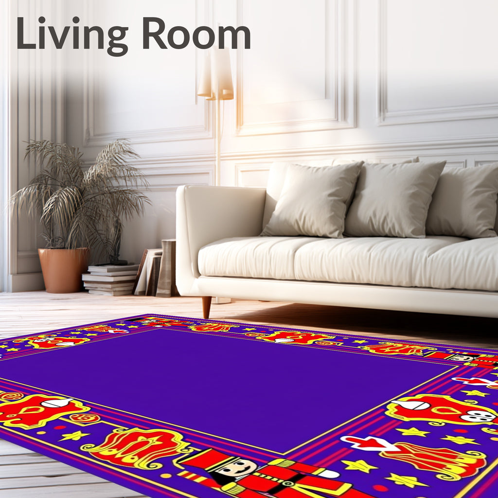Vibrant Red Nutcracker Border Design Rug