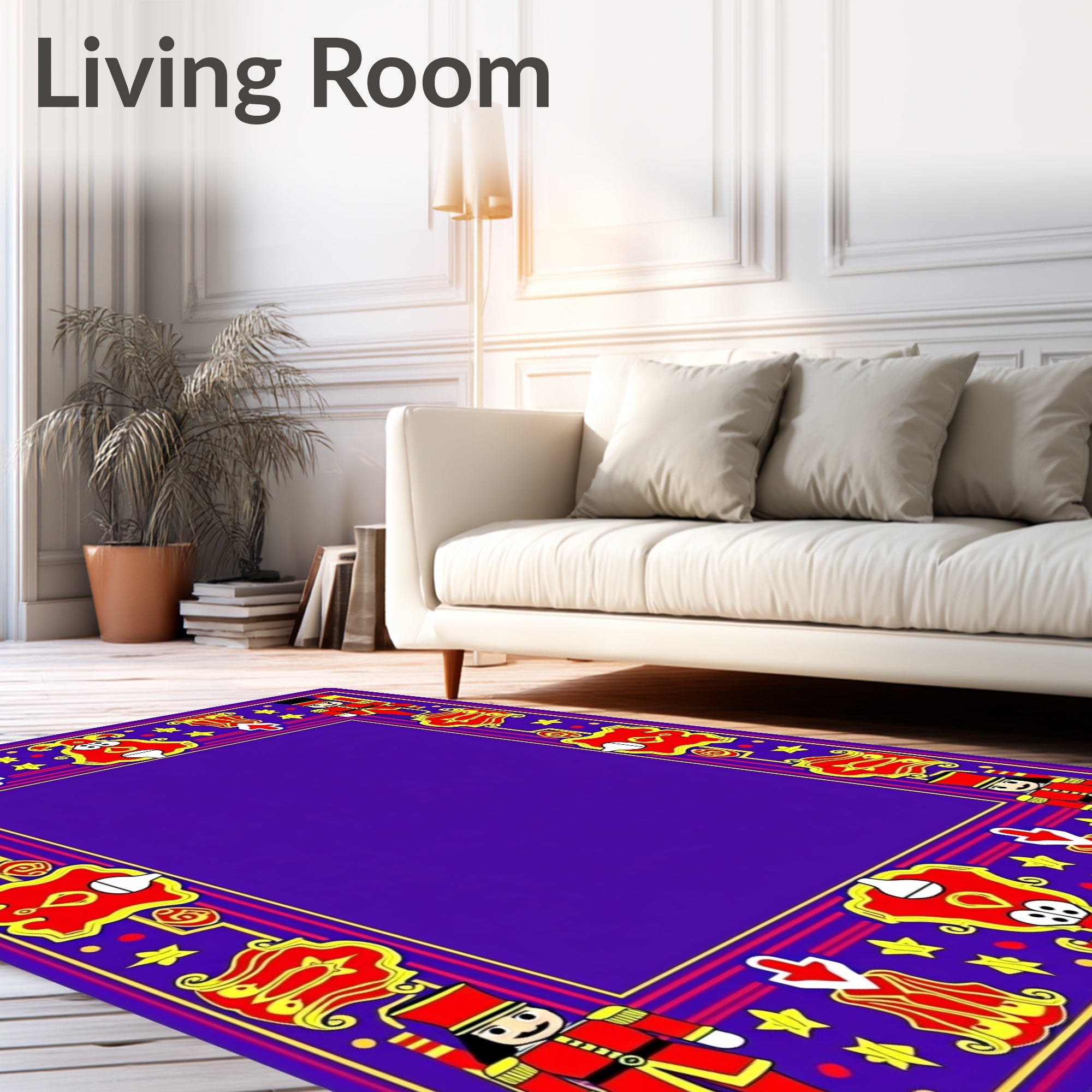 Vibrant Red Nutcracker Border Design Rug