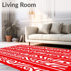Bold Red Swirling Branches Rug