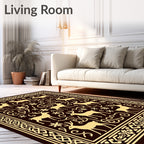 Golden Deer Snowflake Border Rug