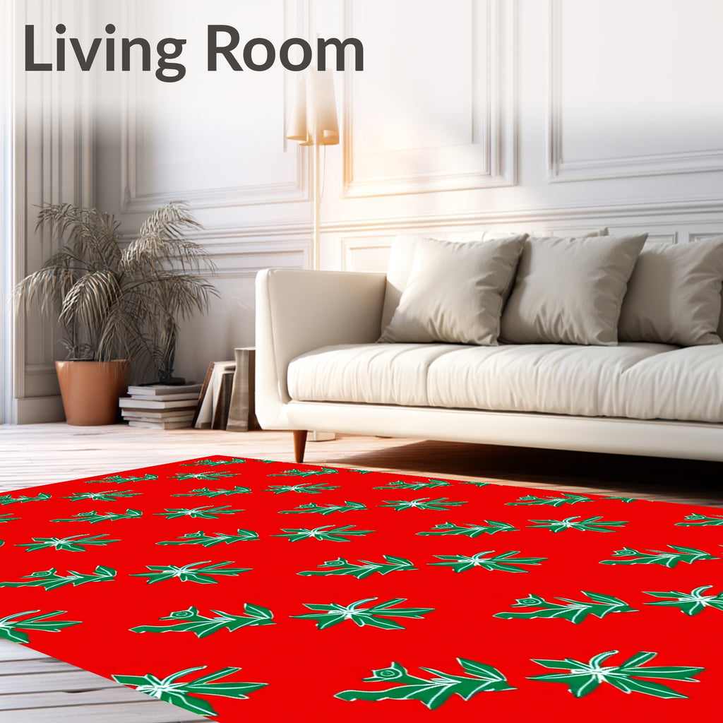 Crimson Green Foliage Repeat Rug