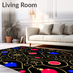 Crimson Blue Festive Ornament Swirl Rug
