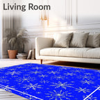 Charming White Snowflake Blue Field Rug