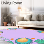 Whimsical Hedgehog Floral Border Rug