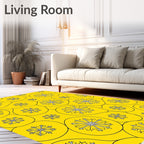 Vibrant Yellow Snowflake Burst Rug