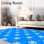 White Snowflakes on Blue Background Rug