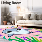 Cute Gray Shark With Fish. Rug