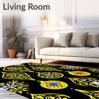 Yellow Black Ornate Medallion Ornament Rug