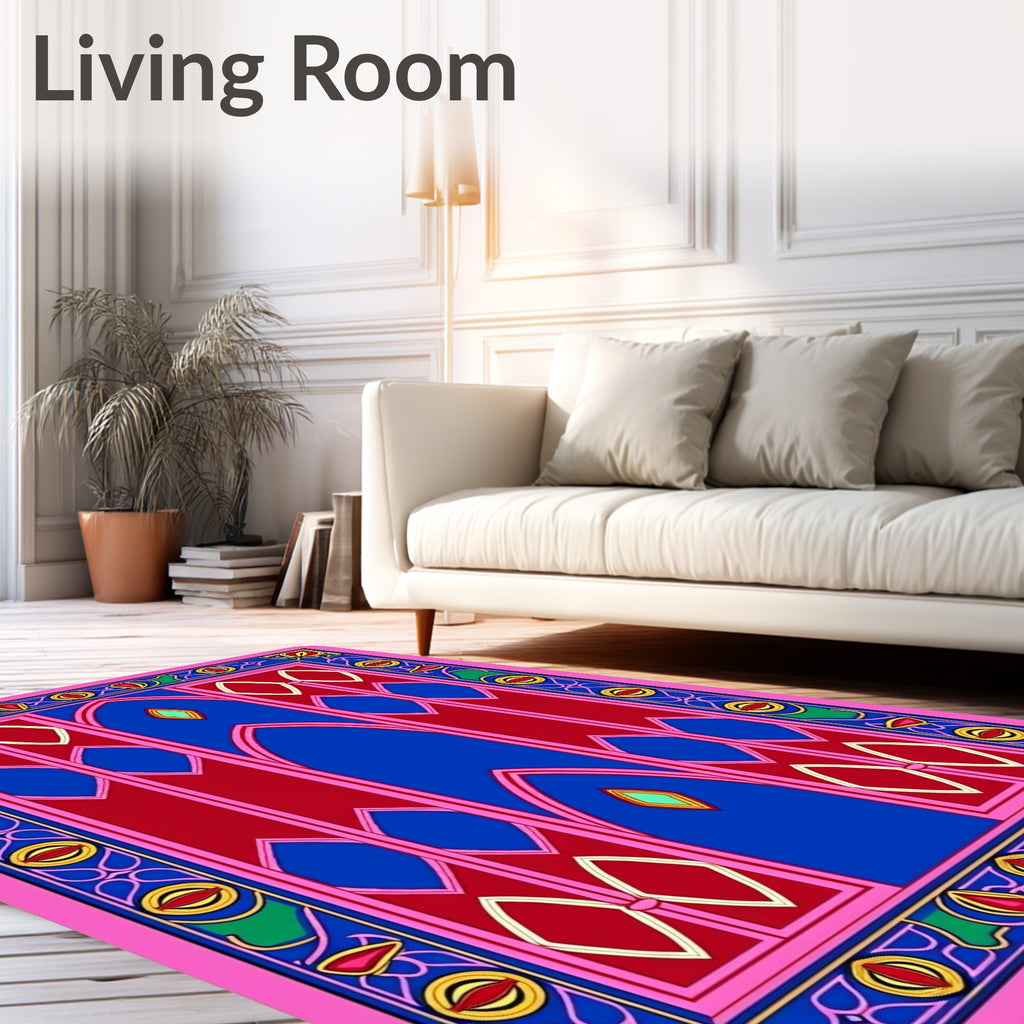 Vibrant Pink Blue Red Archway Rug
