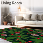Festive Red Berry Pinecone Garland Rug