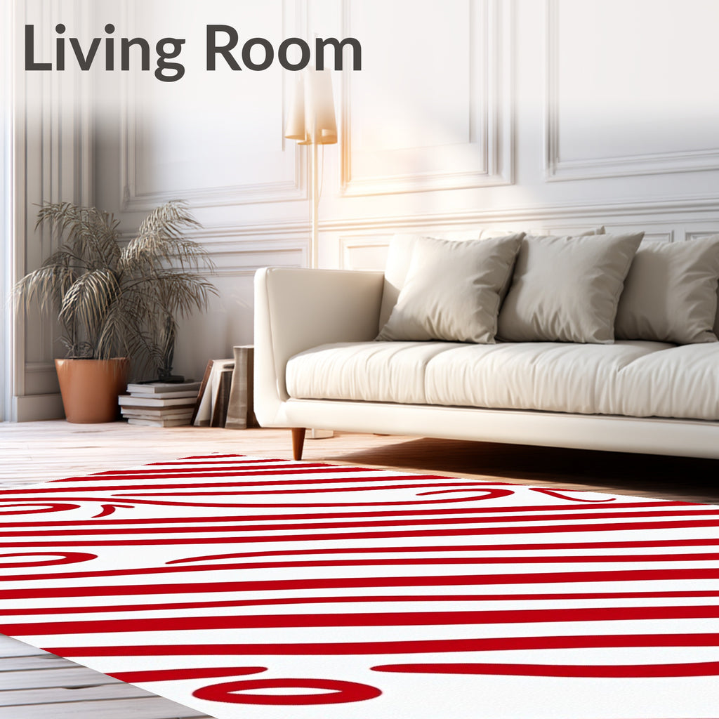 Bold Red Curved Stripes Rug