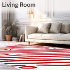Bold Red Curved Stripes Rug