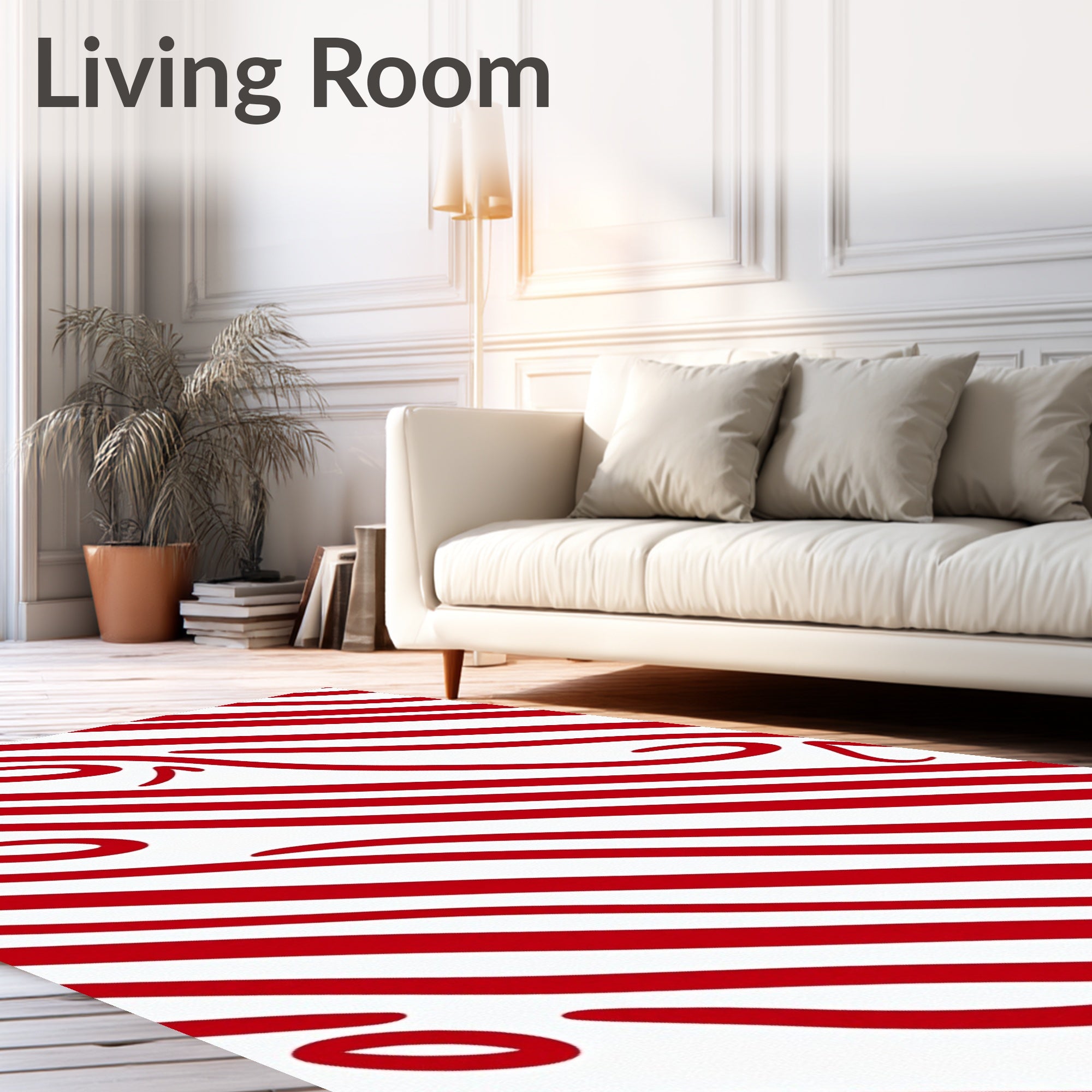 Bold Red Curved Stripes Rug