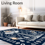 Dark Blue Winter Folk Man Rug