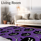 Spooky Black Pumpkin Branch Purple Rug