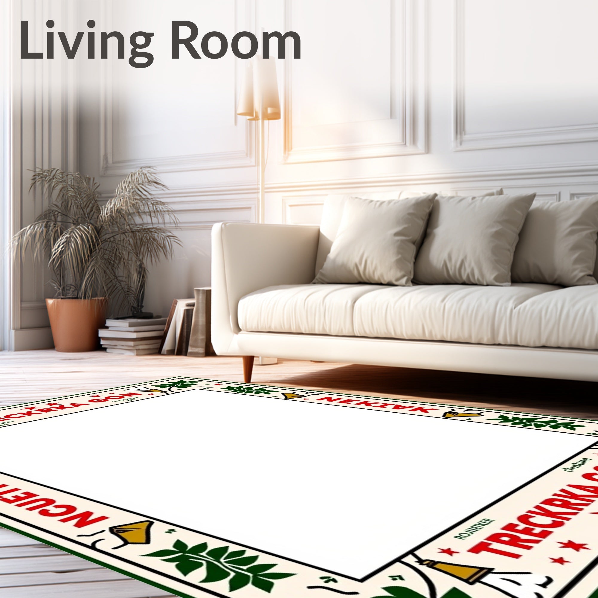 Red Green Leaf Bell Motif Rug