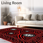 Red Black Skull Swirls Border Rug