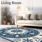 Midnight Blue Starburst Mandala Rug