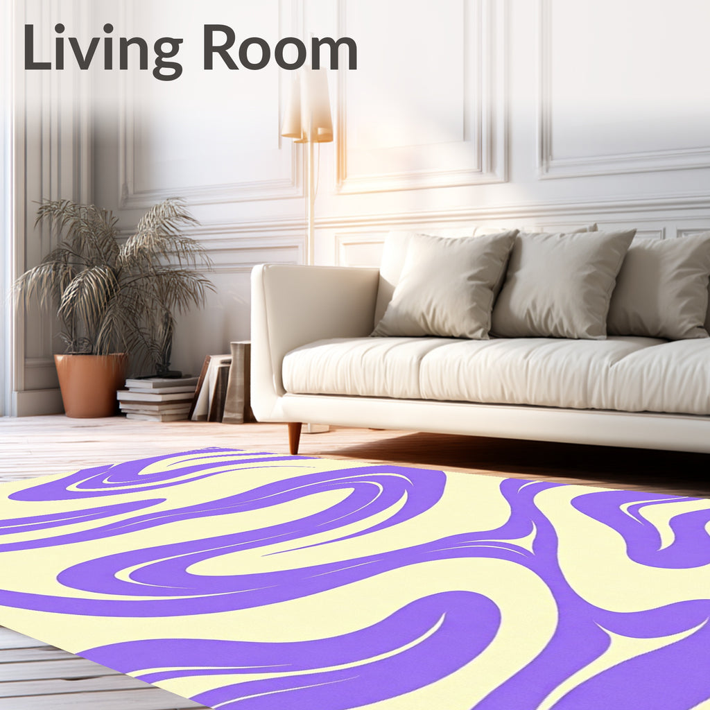 Purple Swirl Cream Abstract Rug
