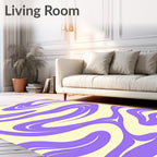 Purple Swirl Cream Abstract Rug