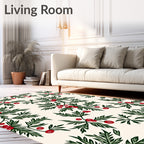 Crimson Berry Sprig Foliage Rug