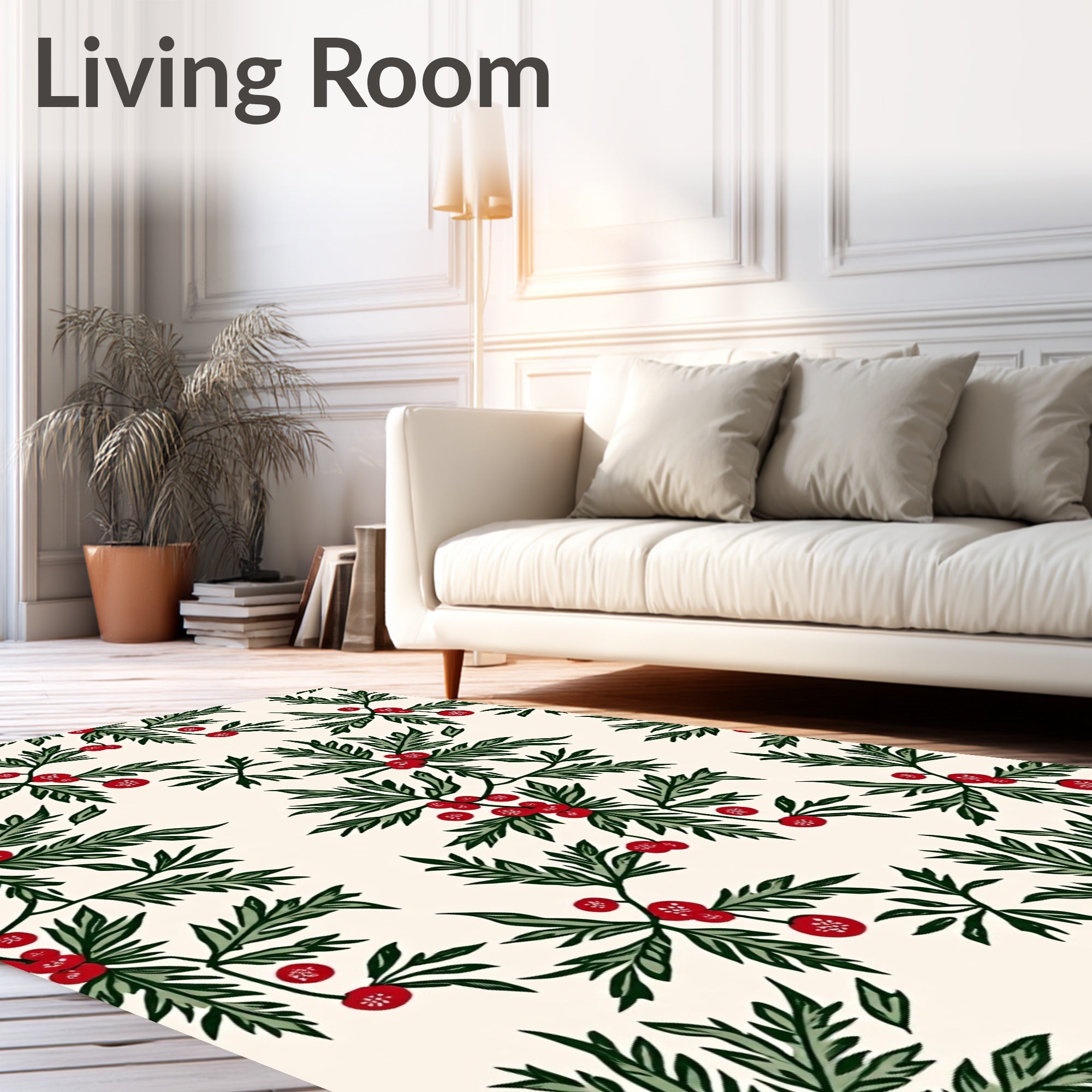 Crimson Berry Sprig Foliage Rug