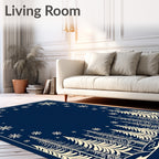 Navy Winter Forest Snowflakes Rug