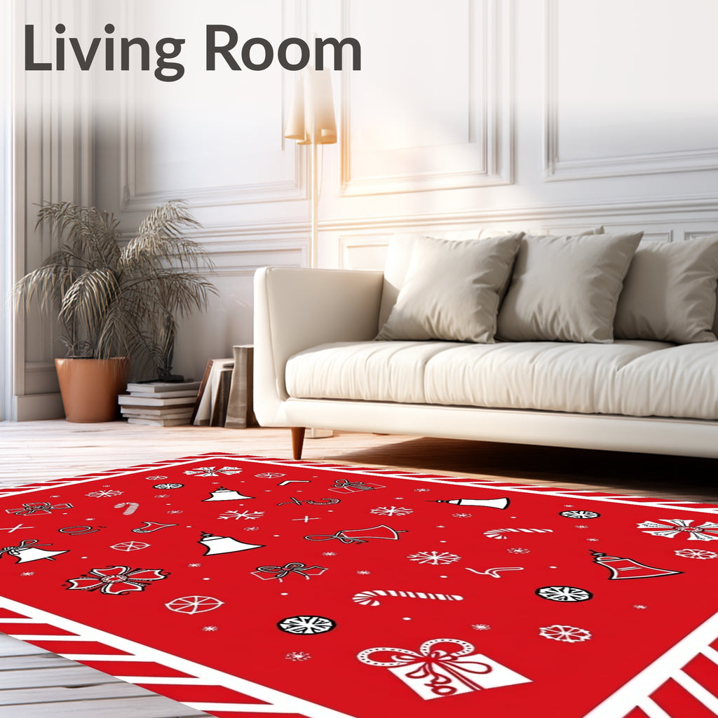 Red Christmas Icons Celebration Rug