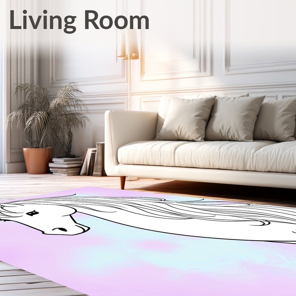 Mystical White Horse Pastel Swirl Rug