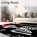 Red Santa Hat Skeleton Snowflakes Art Rug