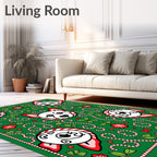Festive Green Dog Candy Cane Collage Rug