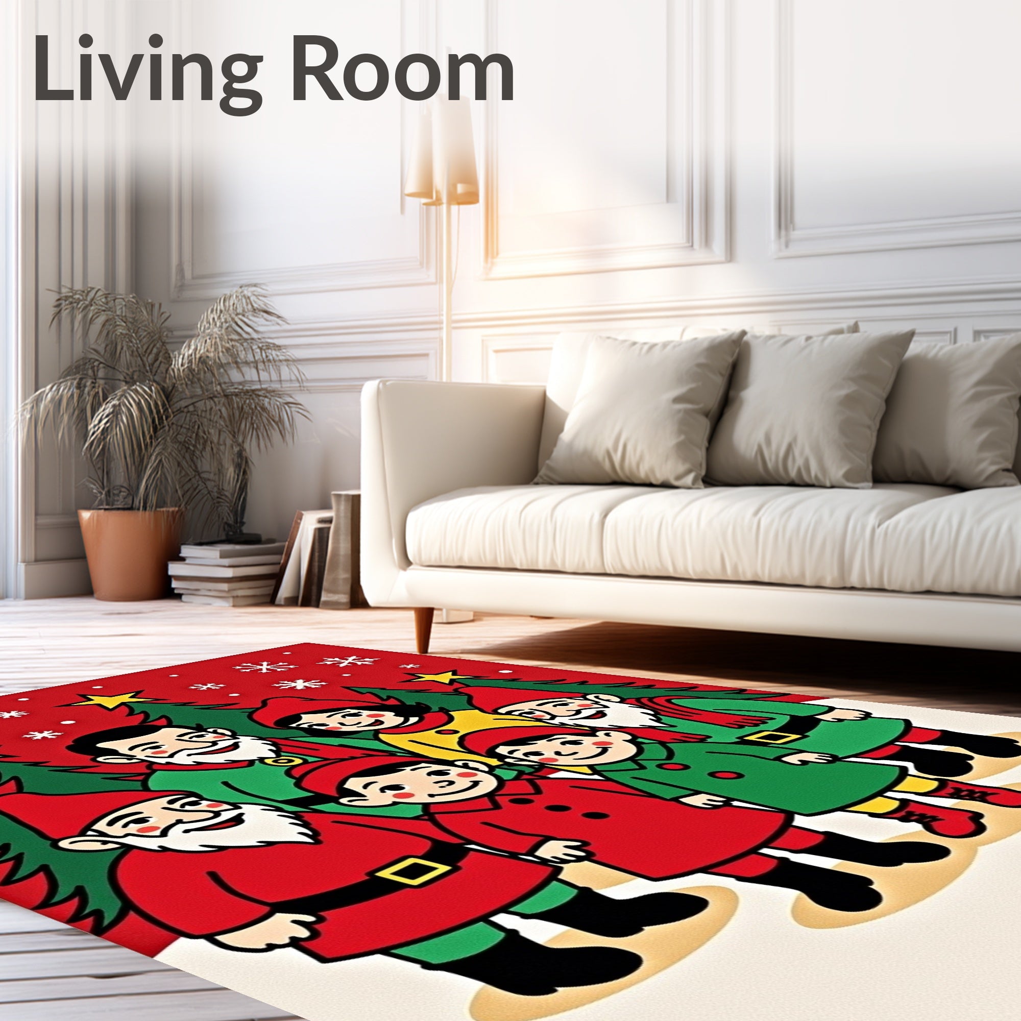 Festive Gnomes With Christmas Trees Rug