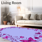 Vibrant Pink Butterfly Vine Heart Rug