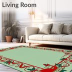 Festive Red Sleigh Holly Border Rug
