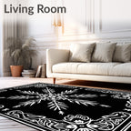 White Snowflake Floral Border Rug