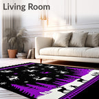 Whimsical Purple Deer Snowy Forest Night Rug