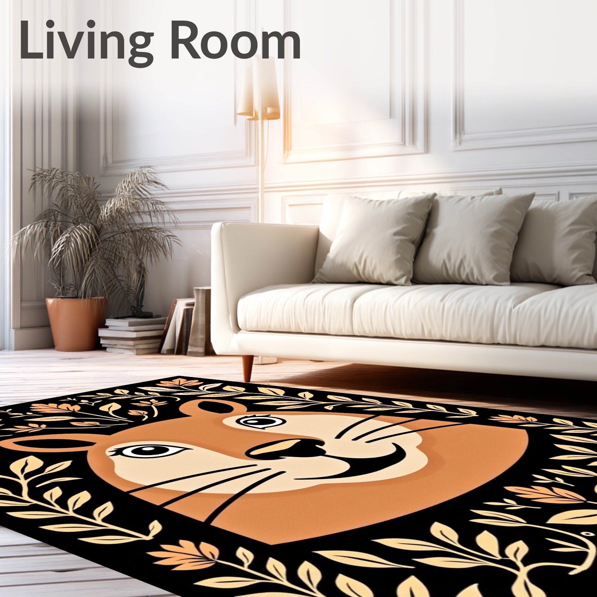 Cute Woodland Creature Floral Accent Rug