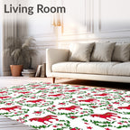 Festive Red Horse Garland Motif Rug