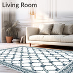 Navy Geometric Chain Link Grid Rug