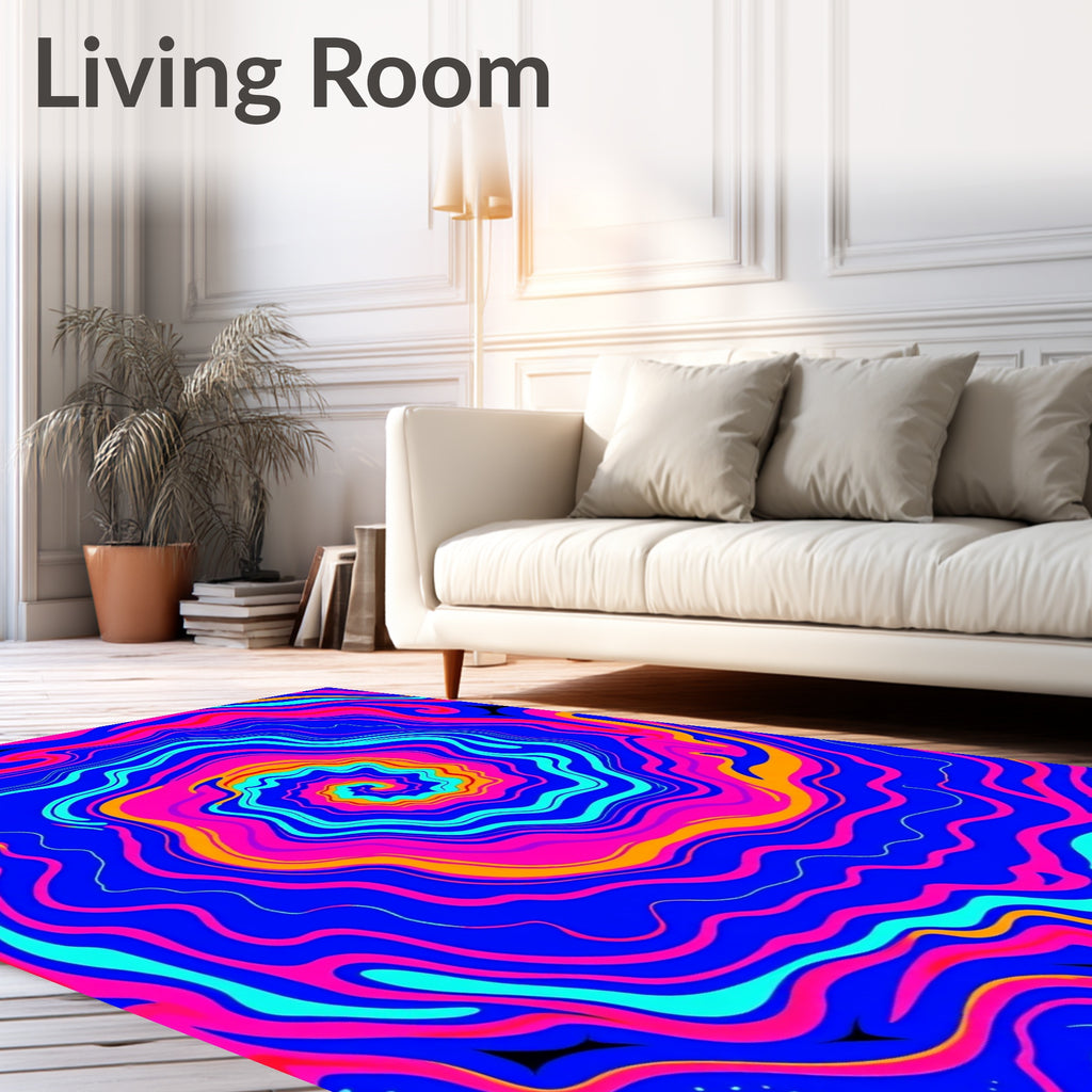 Vibrant Psychedelic Swirl Magenta Rug