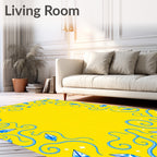 Whimsical Blue Serpent Crystal Swirls Rug