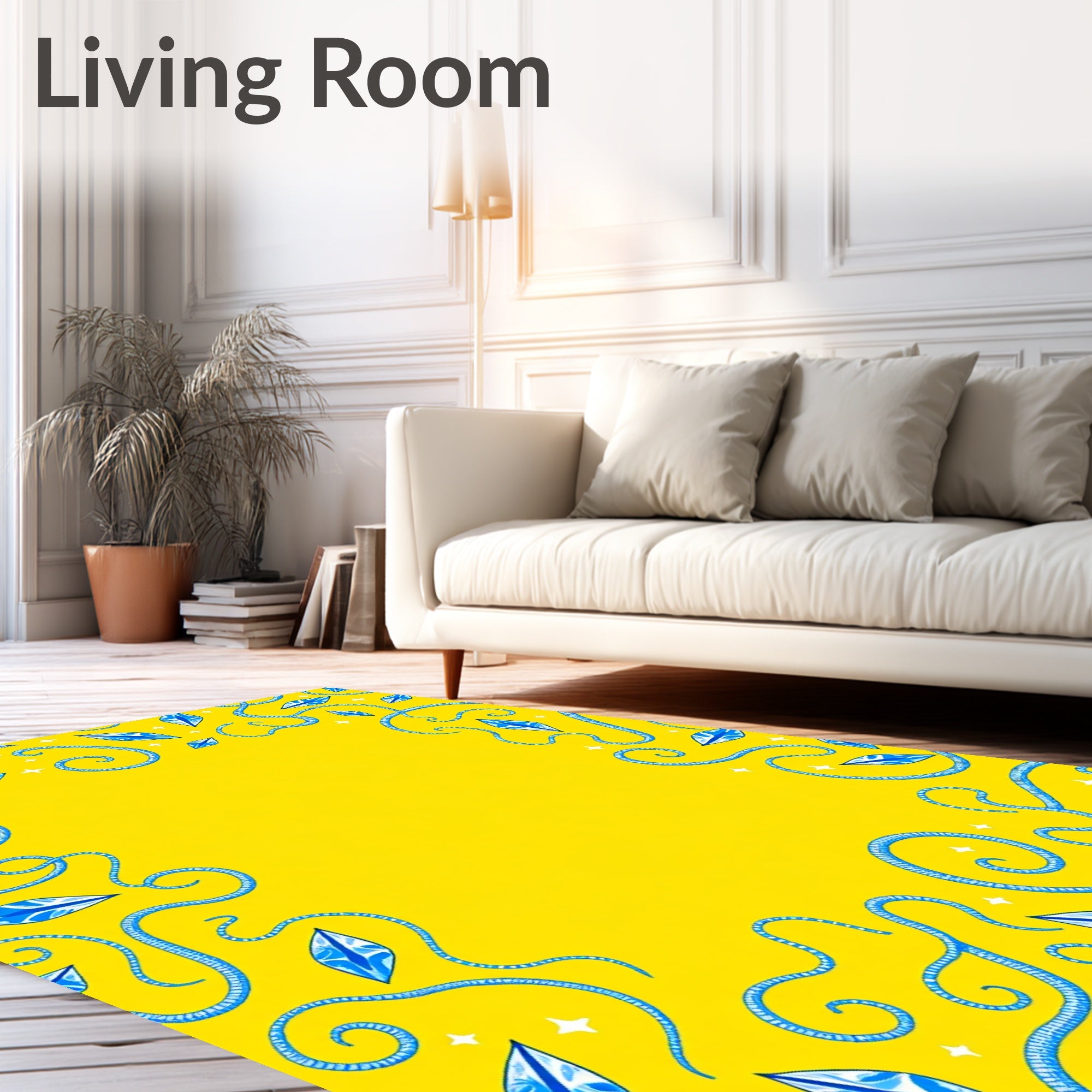 Whimsical Blue Serpent Crystal Swirls Rug
