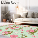 Retro Pink Floral Grin Repeating Pattern Rug