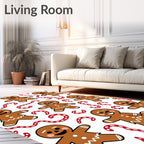 Christmas Gingerbread Man Candy Cane Background Rug