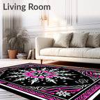 Bold Pink and White Floral Mandala Rug