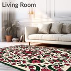 Crimson and Emerald Floral Medallion Rug