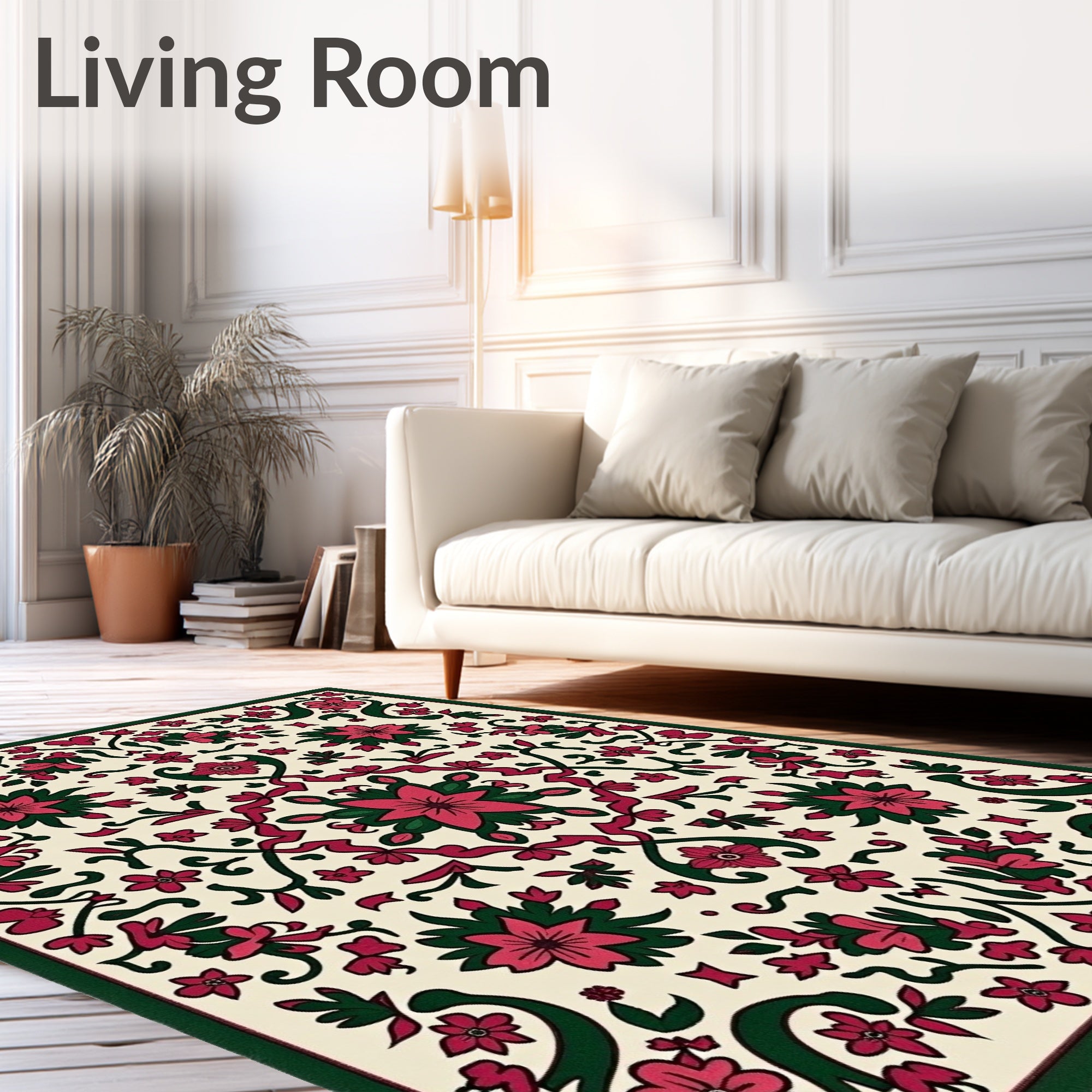 Crimson and Emerald Floral Medallion Rug