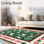 White Reindeer Christmas Festive Border Rug