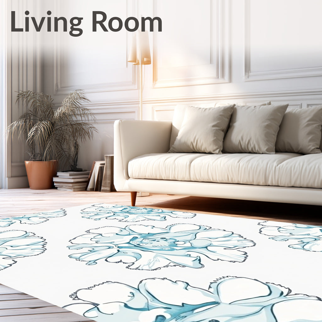 Aqua Abstract Floral Repeats Rug